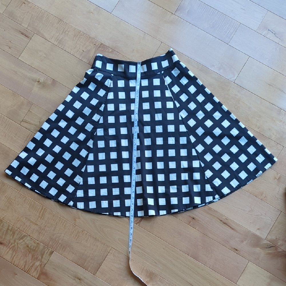 Kate Spade Black and White Grid Skater Skirt
